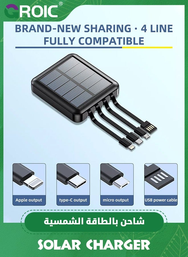 GROIC Solar Power Bank 20000mAh,Small Solar Charger Built in 4 Cables, USB C Input/Output, Dual Flashlight External Battery Portable Charger Power Bank for iPhone, Tablet, Samsung - Image 3