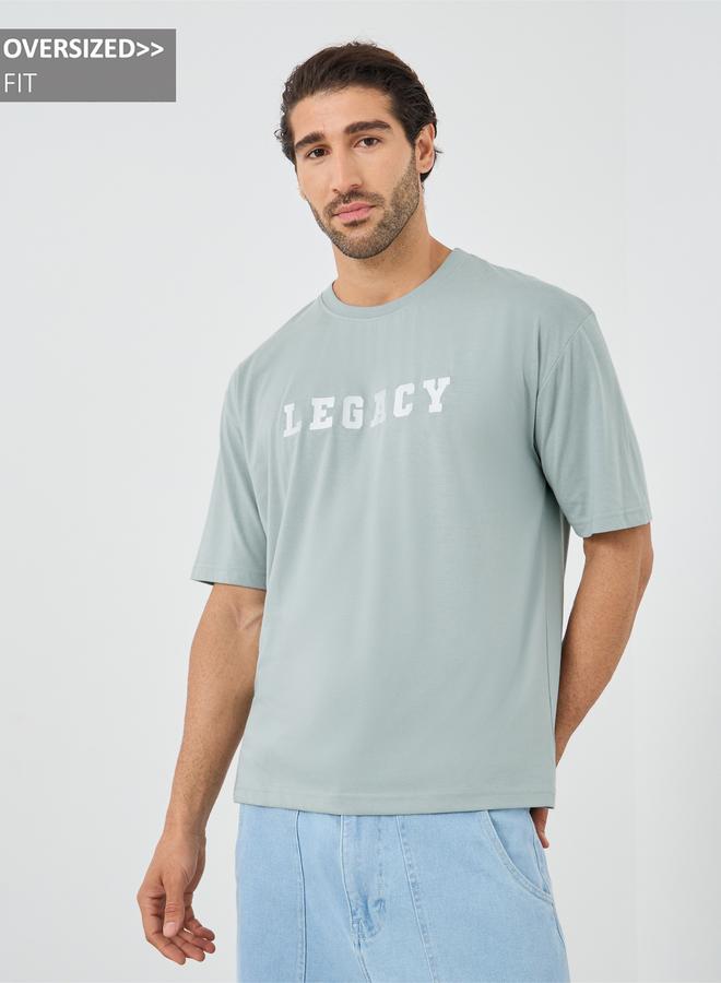 Styli Varsity Print Oversized Round Neck T-Shirt - Image 1