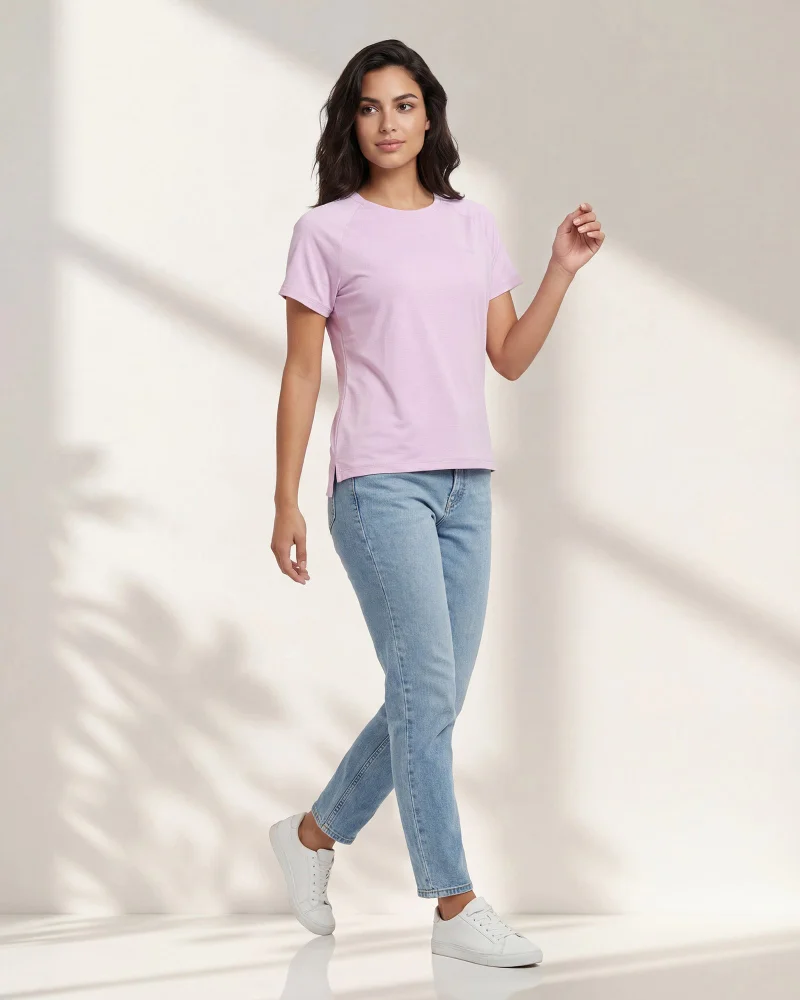 Redtag Women Lilac Active T-Shirt