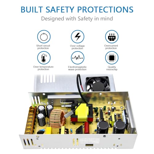 SHNITPWR 12V Power Supply 30A 360W AC to DC Adapter 12 Volt 30 Amp Switching Power Converter Transformer LED Driver 110V 240V AC in for LED Light Strip 3D Printer CCTV Security System LCD Monitor - Image 3