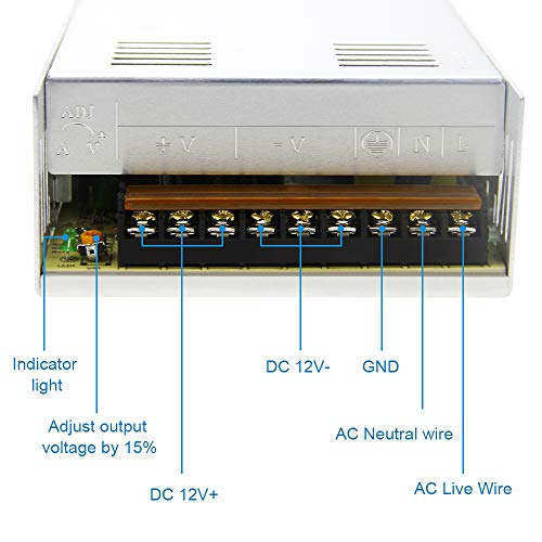 SHNITPWR 12V Power Supply 30A 360W AC to DC Adapter 12 Volt 30 Amp Switching Power Converter Transformer LED Driver 110V 240V AC in for LED Light Strip 3D Printer CCTV Security System LCD Monitor - Image 5