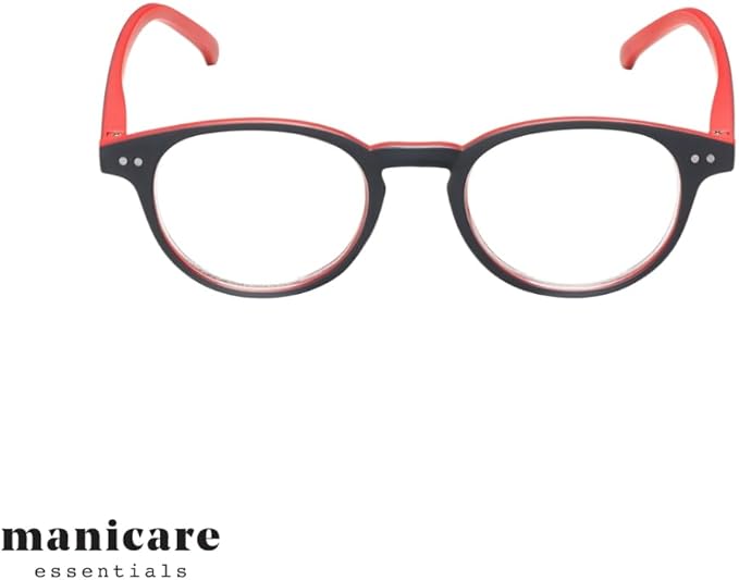 Manicare Reading Glasses For Men And Women Comfortable Lightweight With Strong Comfort Flex Hinges AntiGlare Lenses Matt Grey Rimmed Frames With Red Arms With Glasses Pouch 1 Strength - Image 3