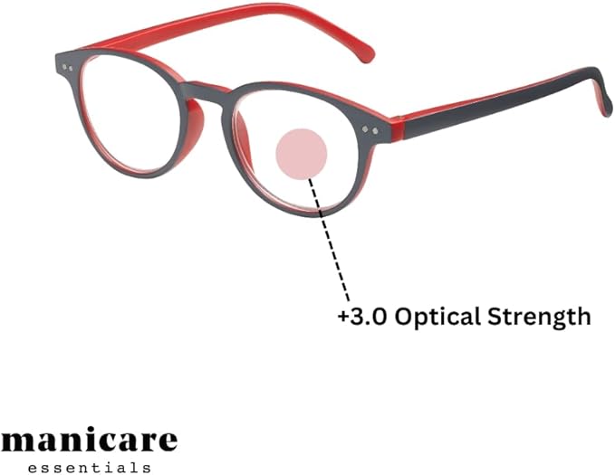 Manicare Reading Glasses For Men And Women Comfortable Lightweight With Strong Comfort Flex Hinges AntiGlare Lenses Matt Grey Rimmed Frames With Red Arms With Glasses Pouch 1 Strength - Image 5