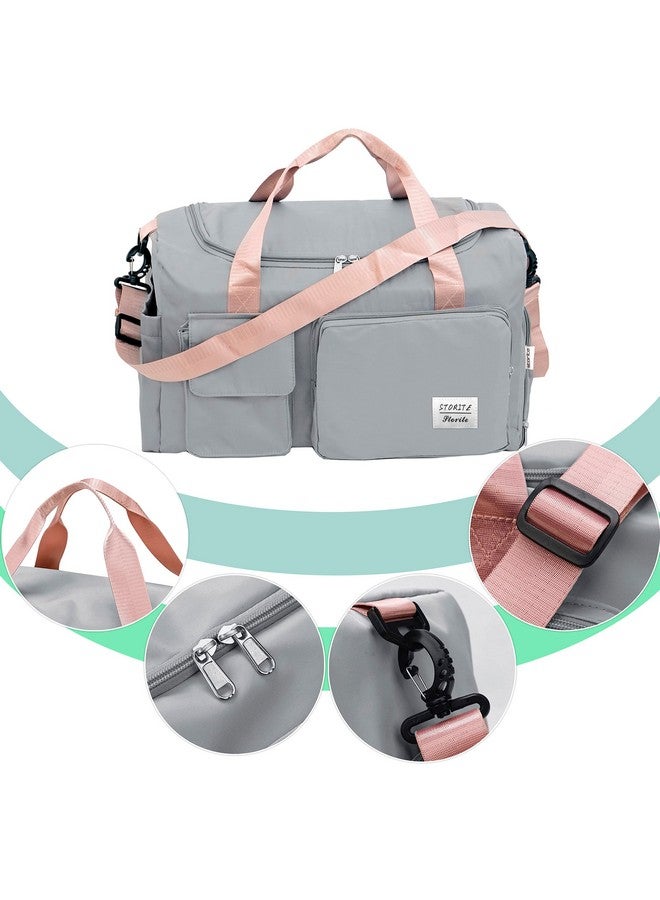 ستوريت حقيبة سفر رياضية مستوردة من النايلون من Storite مقاس 44 سم وحقيبة كتف للصالة الرياضية للنساء مع جيب مبلل وحجرة للأحذية وحقيبة سفر للعطلات الأسبوعية (رمادي، 44 × 18 × 29 سم) - Image 4