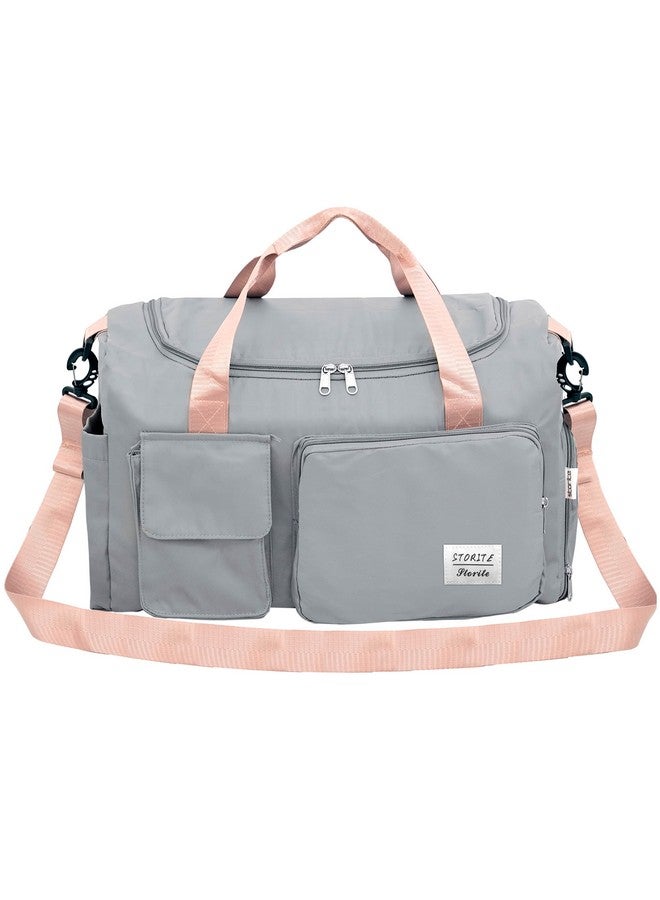 ستوريت حقيبة سفر رياضية مستوردة من النايلون من Storite مقاس 44 سم وحقيبة كتف للصالة الرياضية للنساء مع جيب مبلل وحجرة للأحذية وحقيبة سفر للعطلات الأسبوعية (رمادي، 44 × 18 × 29 سم) - Image 1