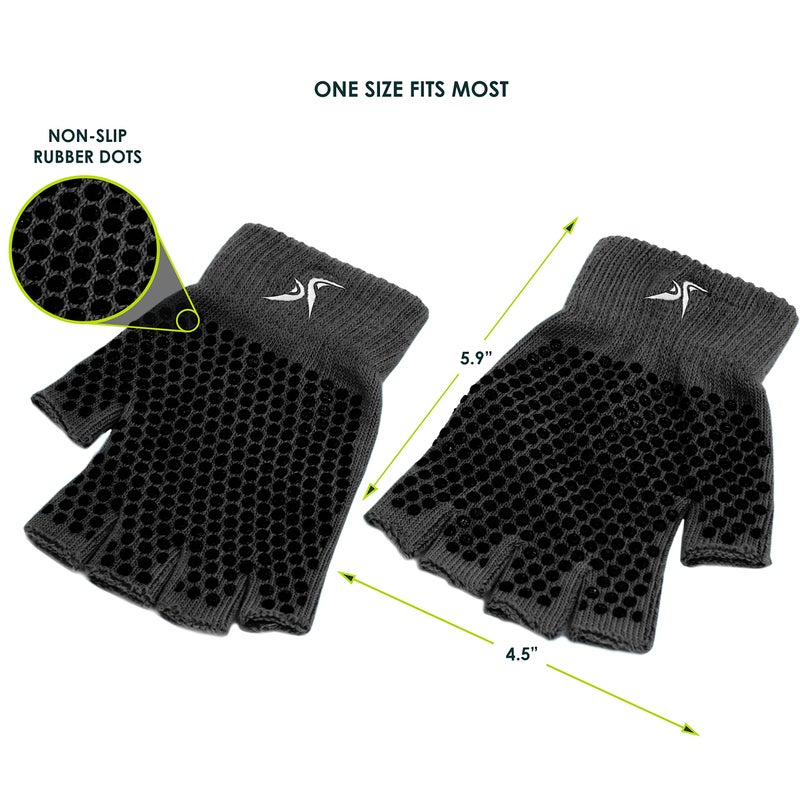 ProsourceFit Grippy Yoga Gloves, Hand Grips with Firm Fingerless Design, One Size Fits All for Women and Men, Black - Image 3