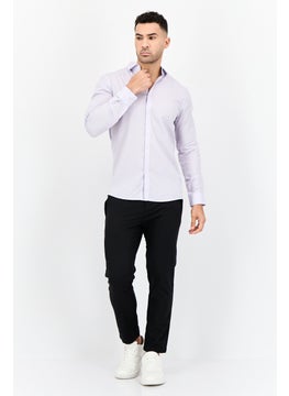 Selected Homme Men Regular Fit Stripe Long Sleeve Casual Shirt, Lilac  - Image 4
