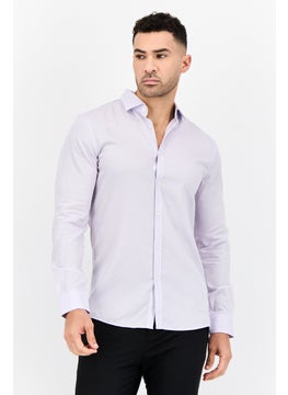 Selected Homme Men Regular Fit Stripe Long Sleeve Casual Shirt, Lilac  - Image 1