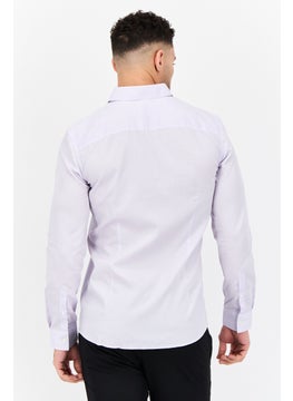 Selected Homme Men Regular Fit Stripe Long Sleeve Casual Shirt, Lilac  - Image 3