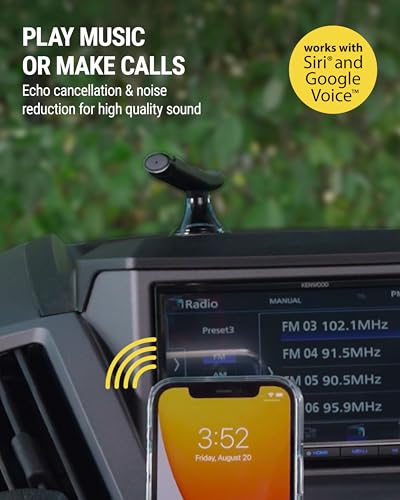 Scosche مجموعة الصوت بدون استخدام اليدين Scosche BTAXS2، جهاز استقبال بلوتوث لراديو السيارة مع إلغاء الضوضاء وحامل إعادة التمركز، محول بلوتوث 3.5 مم لإدخال AUX لراديو السيارة متوافق مع سيري/مساعد جوجل - Image 3