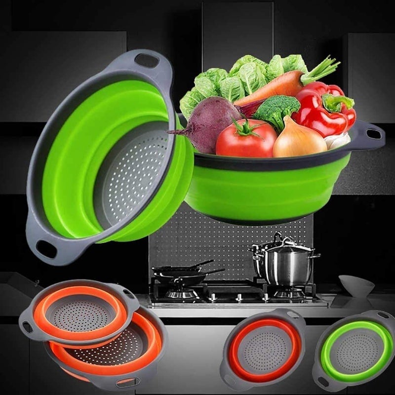 CONNECTWIDE STORE77 Collapsible Colander Kitchen Strainer, Environmentally Friendly Non-Toxic Easy to Clean Silicone Space-Saving Foldable Filter Colander Diameter Size 29.5 Cm (Green)  - Image 4