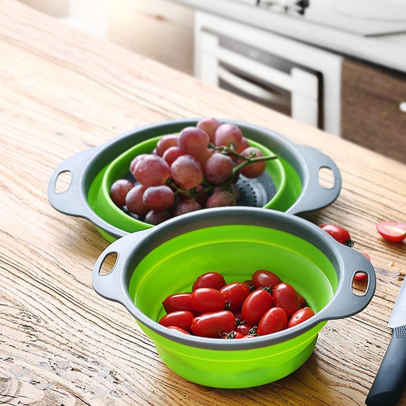 CONNECTWIDE STORE77 Collapsible Colander Kitchen Strainer, Environmentally Friendly Non-Toxic Easy to Clean Silicone Space-Saving Foldable Filter Colander Diameter Size 29.5 Cm (Green)  - Image 5