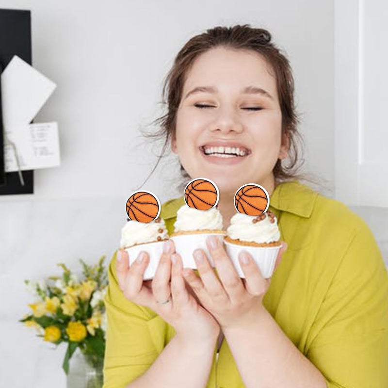 Rsstarxi 48 Pack Edible Basketball Cupcake Toppers for Sports Theme Parties - Image 5