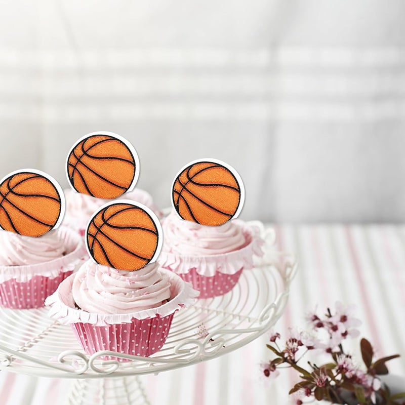 Rsstarxi 48 Pack Edible Basketball Cupcake Toppers for Sports Theme Parties - Image 4
