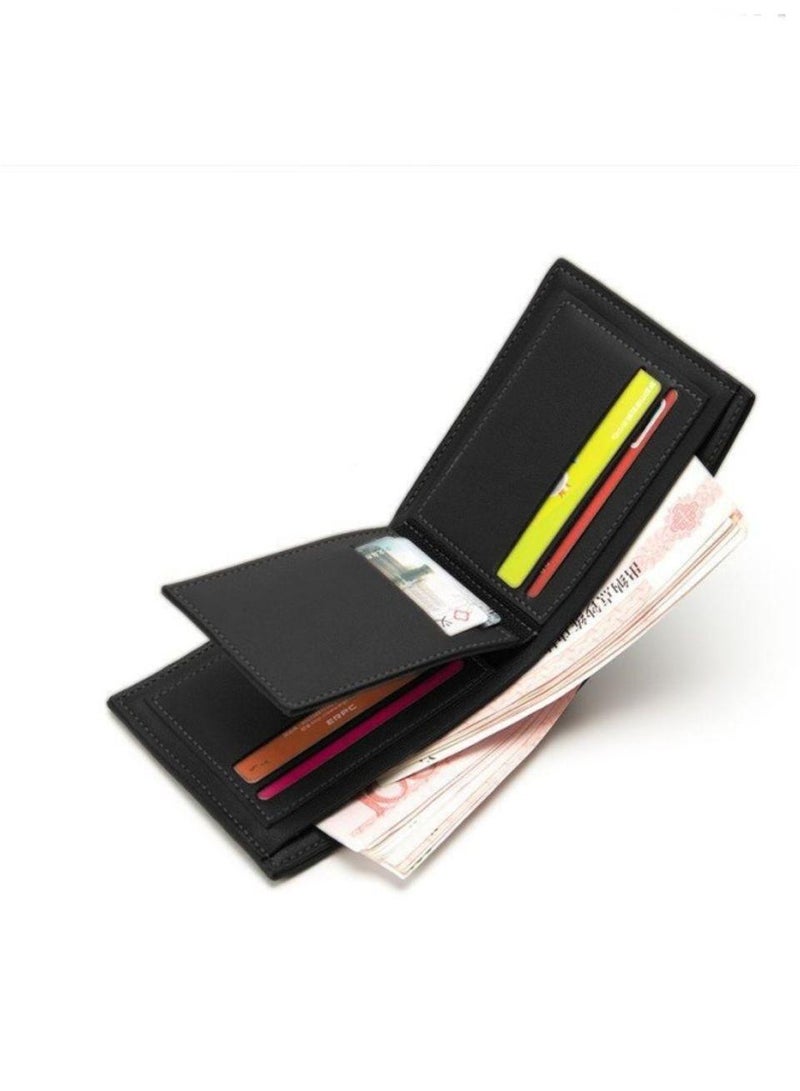 بايلليري محفظة رجالية، محفظة متعددة الفتحات ذات سعة كبيرة وعالية الجودة، للأعمال والترفيه، مصنوعة من الجلد القصير، تصميم أنيق وبسيط وجوي، محفظة مريحة وصغيرة بيد واحدة، لون أسود. - Image 2