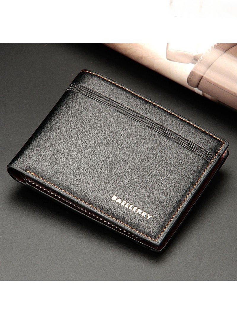 بايلليري محفظة رجالية، محفظة متعددة الفتحات ذات سعة كبيرة وعالية الجودة، للأعمال والترفيه، مصنوعة من الجلد القصير، تصميم أنيق وبسيط وجوي، محفظة مريحة وصغيرة بيد واحدة، لون أسود. - Image 3