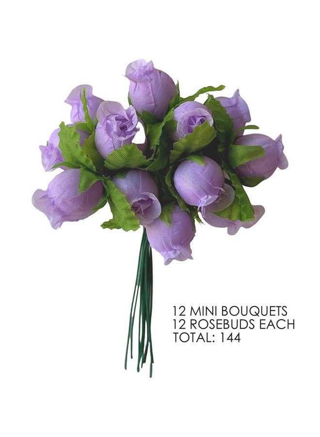GiftWrap Etc. Lavender Artificial Silk Flower Roses - 12 Mini Bouquets of 12 Rosebuds, 144 Rosebuds Total, Valentine’s Day Wedding Decor, Easter Pastel Reception Flowers, Spring Anniversary Wreath - Image 4
