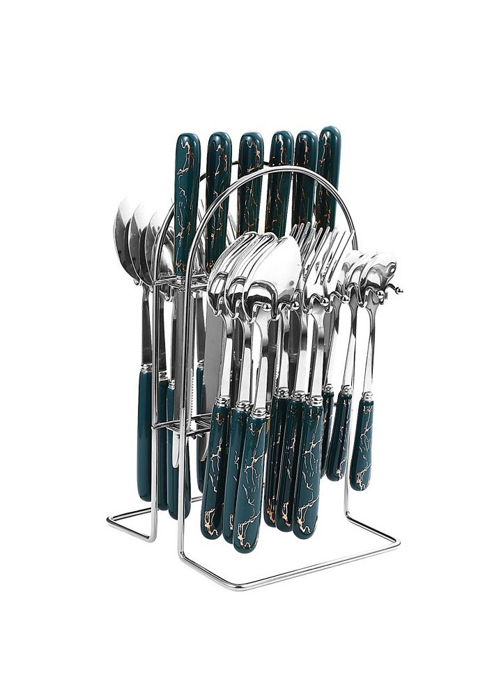 KUYING Stainless Steel Tableware Set Of 24 Pieces Western Knife Fork Spoon Set  - Image 1