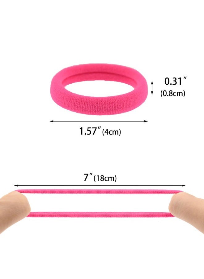 PIDOUDOU 100 Pack Seamless Hair Ties for Women Girls Ponytail Holders for Thick Hair (hotpink) - Image 4