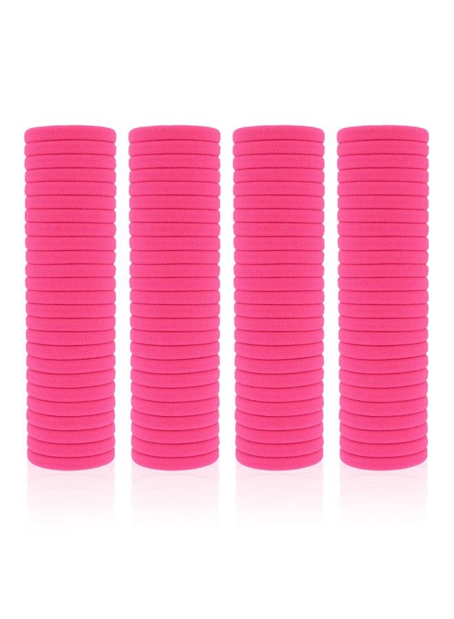 PIDOUDOU 100 Pack Seamless Hair Ties for Women Girls Ponytail Holders for Thick Hair (hotpink) - Image 1