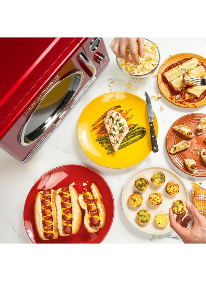 Nostalgia Retro Countertop Microwave Oven - Large 800-Watt - 0.9 cu ft - 12 Pre-Programmed Cooking Settings - Digital Clock - Kitchen Appliances - Metallic Red - Image 3