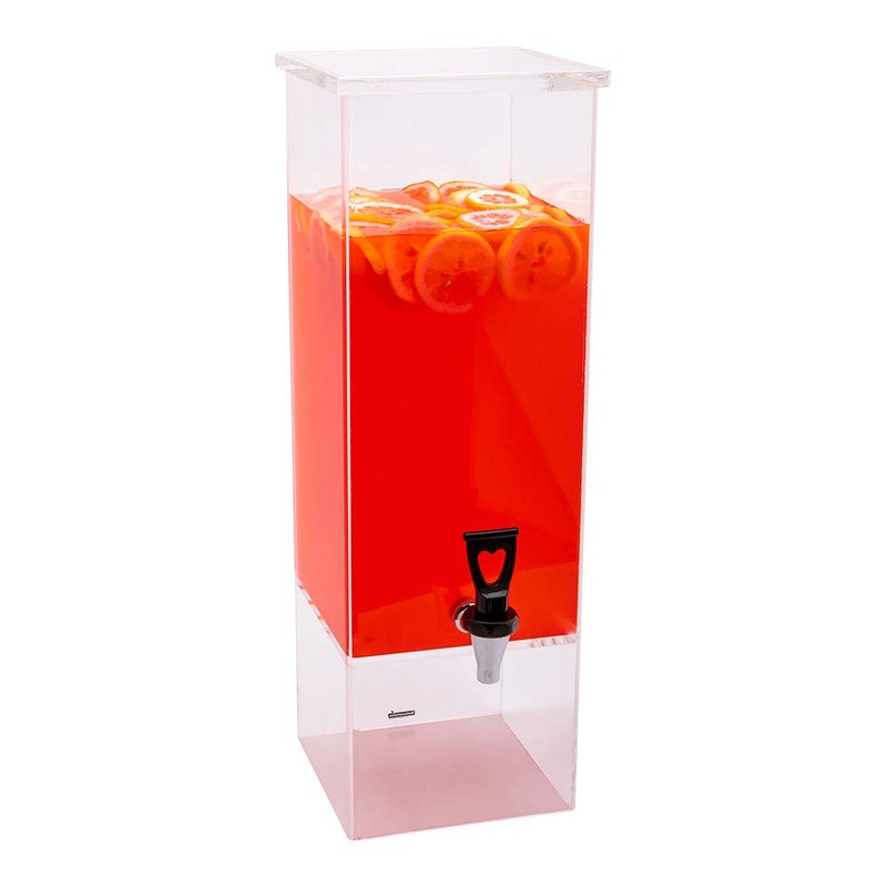 Restaurantware Bev Tek 2 Gallon Beverage Dispenser 1 Square Drink Dispenser For Parties  Clear Geo Base EasyToUse Spigot Clear Acrylic Drink Dispenser With Stand Serve Tea Water or Juice