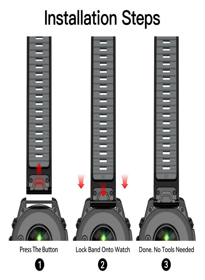 OVERSTEP Strap for Garmin Fenix 8 AMOLED 47 mm/Fenix 8 Solar 47 mm, Soft Silicone Replacement Strap for Garmin Epix Pro 47 mm/Fenix 7/Fenix 6/Fenix 5/Approach S60/S62, 22MM, Silicone - Image 5