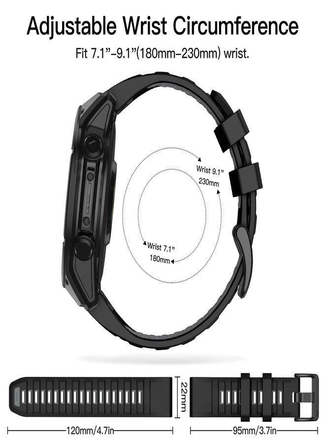 OVERSTEP Strap for Garmin Fenix 8 AMOLED 47 mm/Fenix 8 Solar 47 mm, Soft Silicone Replacement Strap for Garmin Epix Pro 47 mm/Fenix 7/Fenix 6/Fenix 5/Approach S60/S62, 22MM, Silicone - Image 4
