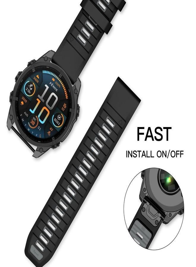 OVERSTEP Strap for Garmin Fenix 8 AMOLED 47 mm/Fenix 8 Solar 47 mm, Soft Silicone Replacement Strap for Garmin Epix Pro 47 mm/Fenix 7/Fenix 6/Fenix 5/Approach S60/S62, 22MM, Silicone - Image 3