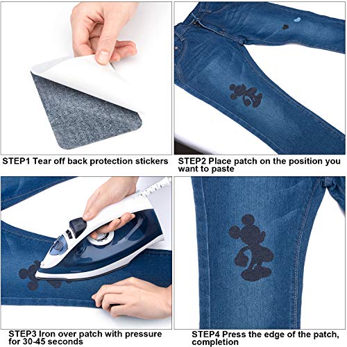 Awpeye Iron On Patches for Clothing Jeans 30 PCS, Denim Repair Patches Kit 4.9 x 3.7 Inch, 5 Colors - Image 4