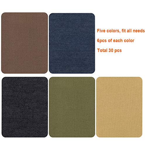 Awpeye Iron On Patches for Clothing Jeans 30 PCS, Denim Repair Patches Kit 4.9 x 3.7 Inch, 5 Colors - Image 3
