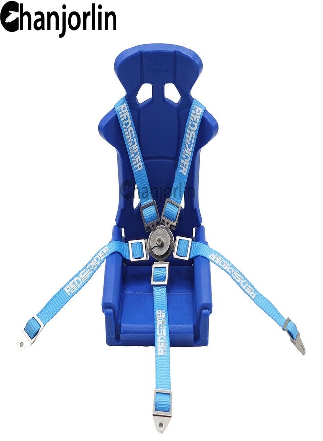 Chanjorlin 1/10 RC Car Simulation Hard Plastic Seat and Safety Belt Set RC Truck Nylon Seat Belt Decoration Accessories for 1:10 Buggy Car Traxxas TRX4 Axial SCX10 II RC4WD D90 Tamiya (Blue) - Image 4