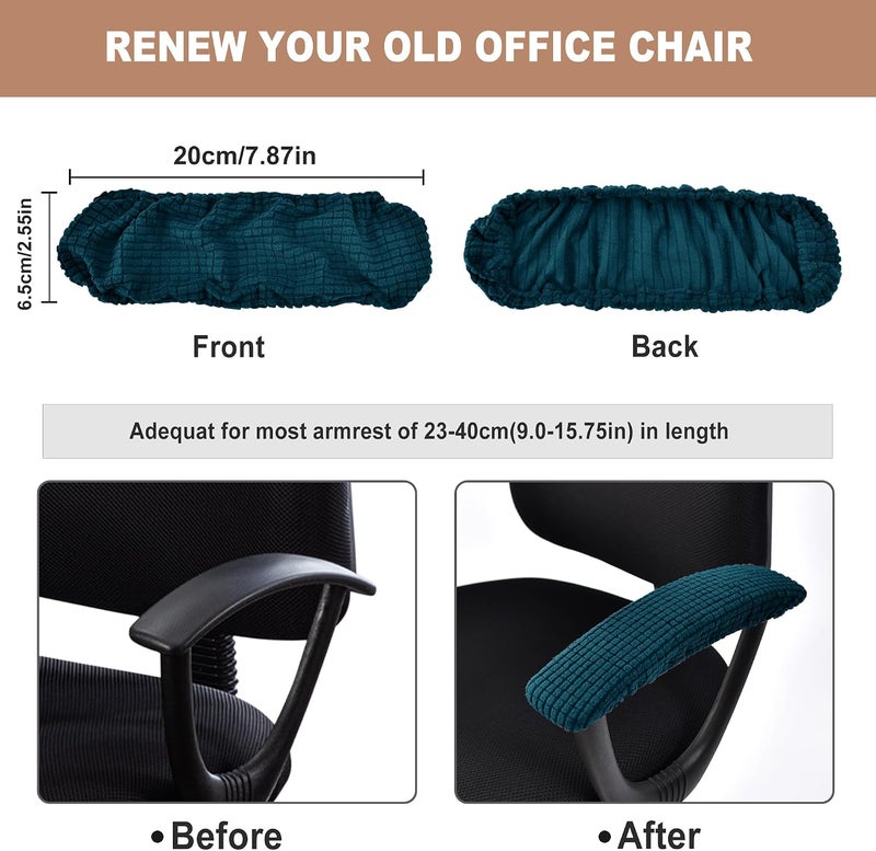 SARAFLORA Office Chair Armrest Cover Stretchable Water Resistant Spandex Stretch Computer Office Chair Arm Pad Covers Chair Slipcover for Desk Chairs Arm Sapphire 2 Pcs - Image 5