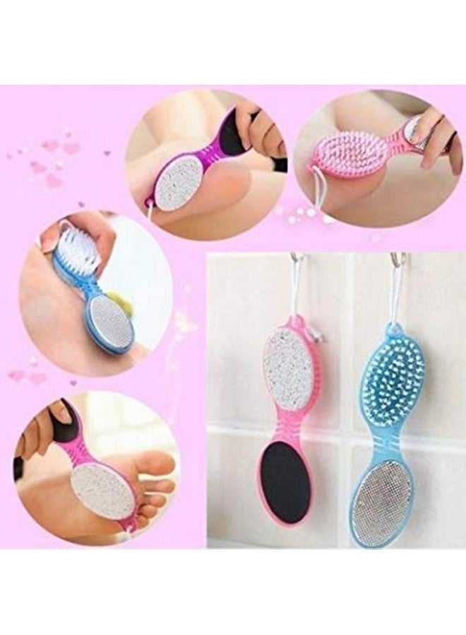 DIGSMORDEN 4 In 1 Foot Pedicure Brush With 2 Pcs BATHING Loofah, Pumice Stone, Scrubber & File For Soft Care Multi Use Manicure Paddle Brush Kit Tool, Cleanse (Design_03) - Image 2