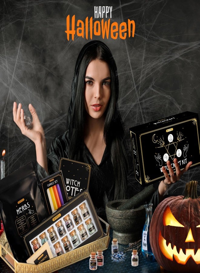 Wyspell Witchcraft Supplies Kit for Witch Altar 54PCS - Spell Candles for Witches - Crystals Spell Jars for Witches - Herbs for Spells - Beginner Witch Starter Box - Witchcraft Kit - Image 2