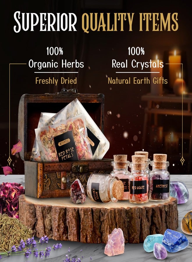 Wyspell Witchcraft Supplies Kit for Witch Altar 54PCS - Spell Candles for Witches - Crystals Spell Jars for Witches - Herbs for Spells - Beginner Witch Starter Box - Witchcraft Kit - Image 5