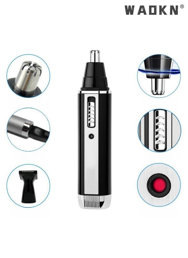 WAOKN Nose Hair Trimmer, 4 in 1 Ear & Nose Hair Trimmer, Portable Nose Trimmer with 360°Rotating Painless Dual Edge Blades, USB Rechargeable,Men Electric Nasal Eyebrow & Facial Hair Trimmer  - Image 1