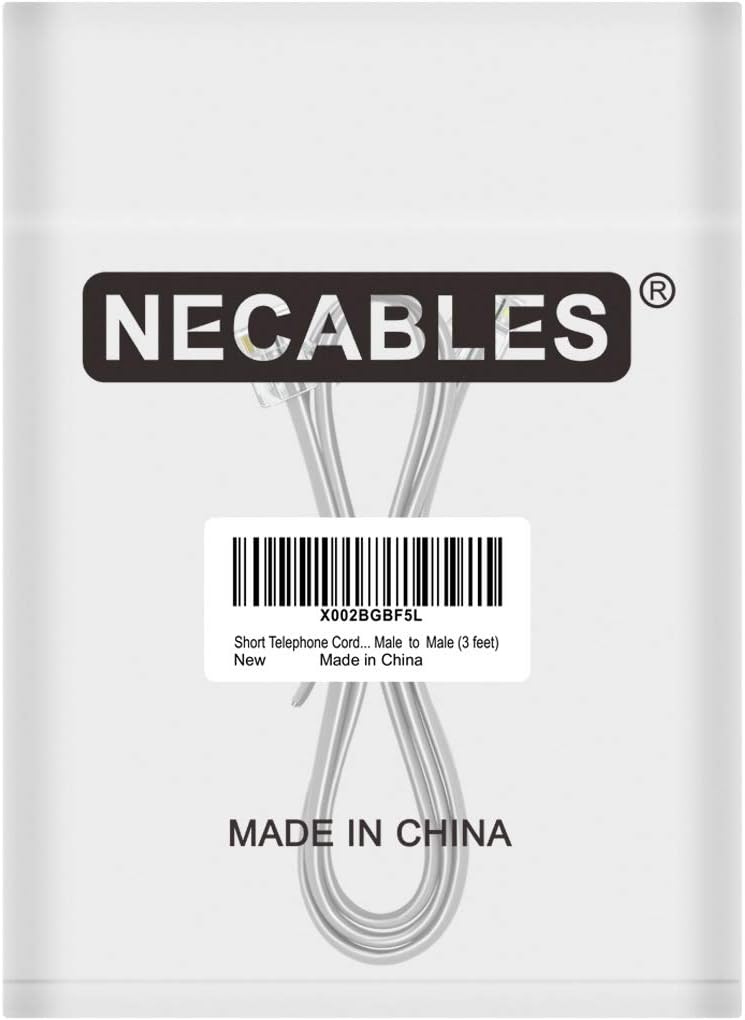 NECABLES Phone Cord 3ft Telephone Cord Phone Cable RJ11 6P4C Male to Male for Landline and Fax - 3 Feet - Image 3