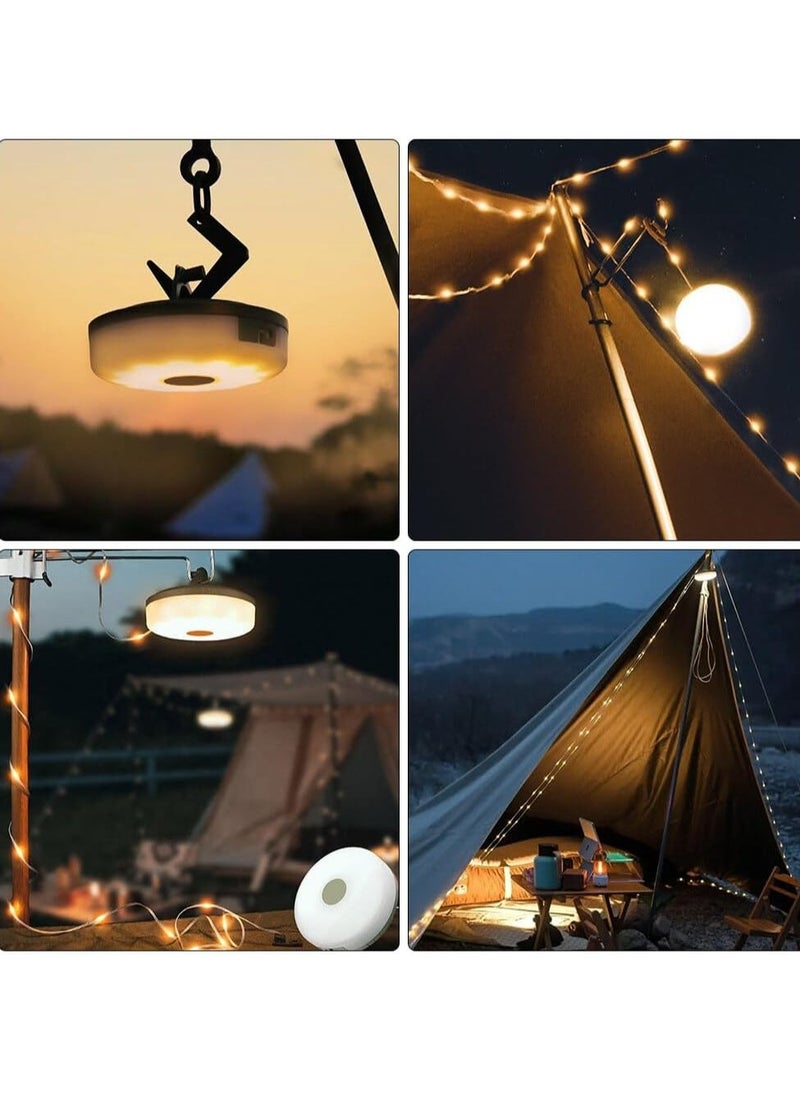 ELTRAZONE Camping String Lights, 10M Outdoor Waterproof Portable Stowable String Light, Warmyard Lights with 5 Lighting Modes, USB Rechargeable Outdoor String Lights for Camping Trips, RV, Hiking [Energy Class A] - Image 3