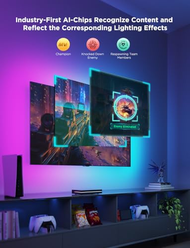 Govee HDMI 2.1 Sync Box 2, AI Sync Box with TV Backlight, Supports 8K@60Hz, 4K@144Hz, VRR and ALLM, Works with Matter and Alexa, RGBIC LED Light Strip for 55-65 inch TVs, 75 LEDs/m - Image 5