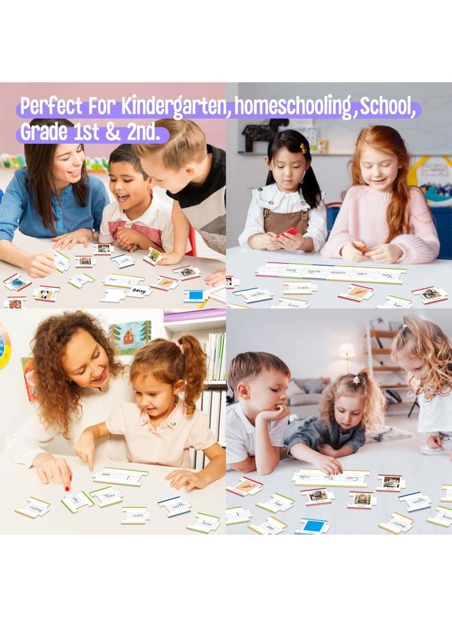 SpriteGru 110 pieces sentence building, double-sided puzzles with 180 sight words and 20 gaps for learning sentences, early reading, writing and language practice - Image 5