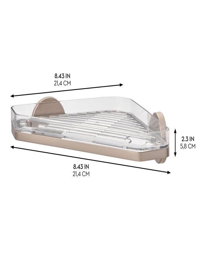 إنترديزاين رف زاوية للاستحمام ذاتي اللصق من iDesign مع حامل شفرات حلاقة - ساتان - Image 2
