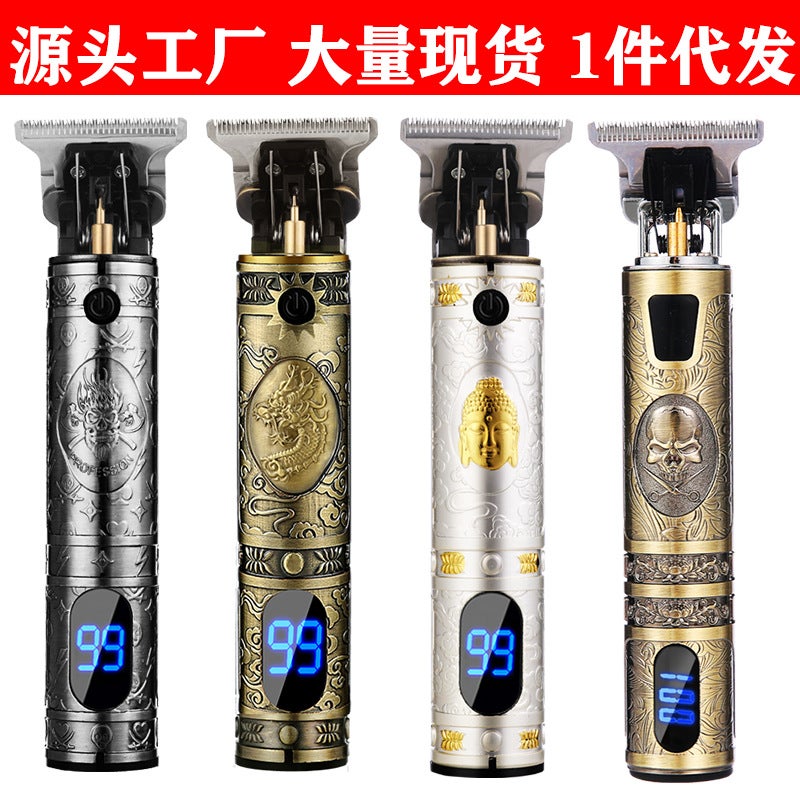 T9 Lcd Digital Display Electric Hair Clipper Shaving Oil Head Electric Clipper Carving Push White Hair Electric Clipper - Image 3