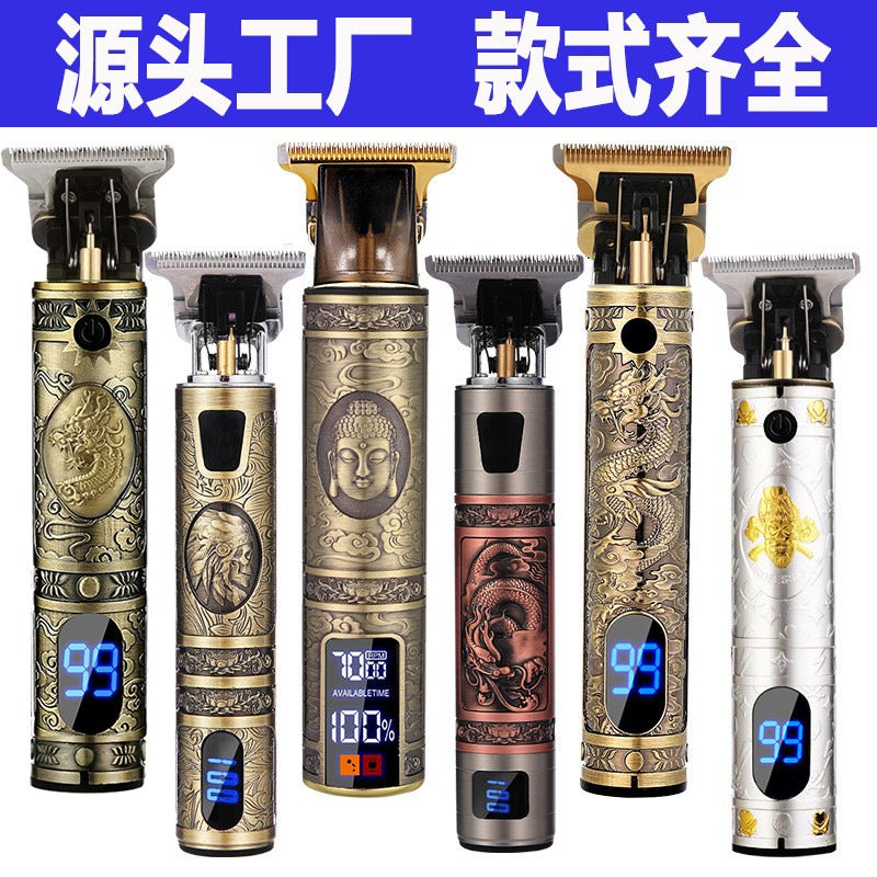 T9 Lcd Digital Display Electric Hair Clipper Shaving Oil Head Electric Clipper Carving Push White Hair Electric Clipper - Image 2
