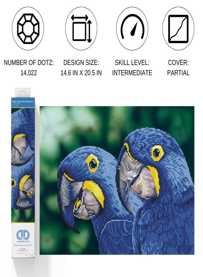 DIAMOND DOTZ Blue Hyacinth Macaws Diamond Painting Kits for Adults - Diamond Art Kits a Relaxing Creative Craft Kit with Dotz Gems 14.6x20.5 - Image 2