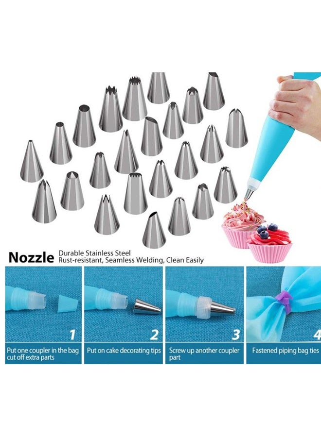 إيهوم 42 قطعة من أكياس وأطراف التزيين، طقم مستلزمات تزيين الكيك للخبز مع 30 طرف تزيين مرقّمة، 2 كيس معجنات قابل لإعادة الاستخدام، صندوق تخزين سهل الحمل وأدوات خبز أخرى - Image 2