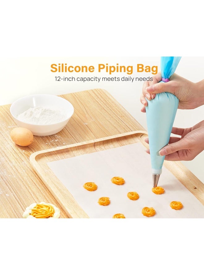 إيهوم 42 قطعة من أكياس وأطراف التزيين، طقم مستلزمات تزيين الكيك للخبز مع 30 طرف تزيين مرقّمة، 2 كيس معجنات قابل لإعادة الاستخدام، صندوق تخزين سهل الحمل وأدوات خبز أخرى - Image 4