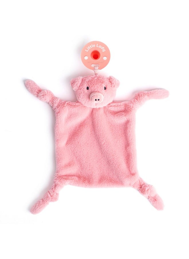 Bella Tunno Bubbi Buddy - Soft, Plush Lovey Pacifier Holder For Baby Pacifiers To Soothe, Comfort, And Bring Baby Teething Relief, Colorful Animal-Themed Baby Lovey (Pig)  - Image 1