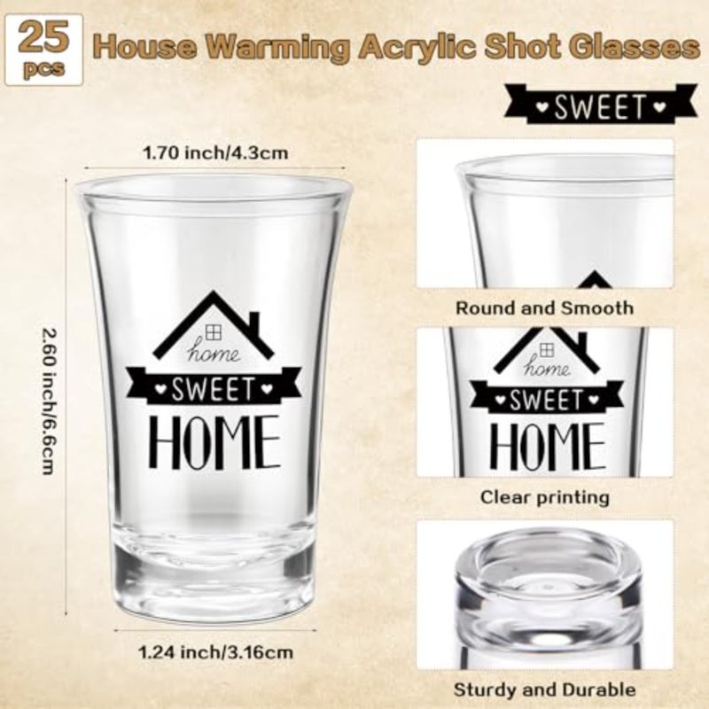 Sets Return Gifts for Housewarming, Sweet Home Acrylic Shot Glasses with Thank You Cards and White Orza Bags House Warming Decorations New Home Gift Housewarming Party Favor for Guests - Image 2