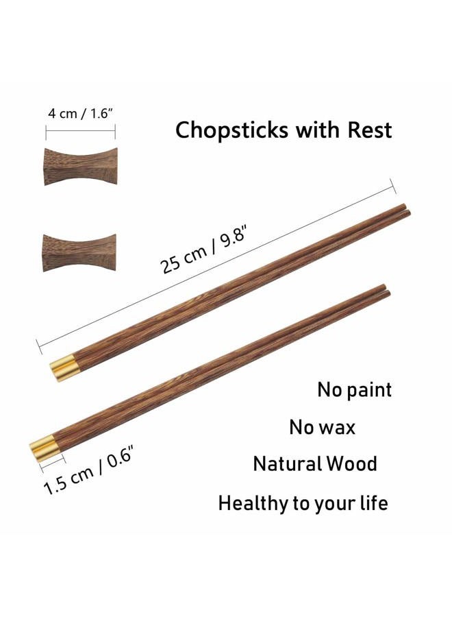 Kenpal Wooden Chopsticks Reusable with Case, Chinese Chopsticks Set with Holder 2 Pair (Wenge) - Image 5